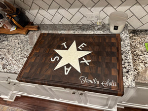De Zavala Texas Flag Block, Walnut