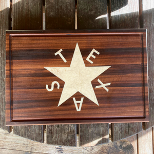 De Zavala Texas Flag Block, Walnut