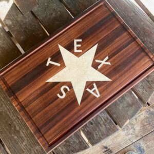 De Zavala Texas Flag Block, Walnut
